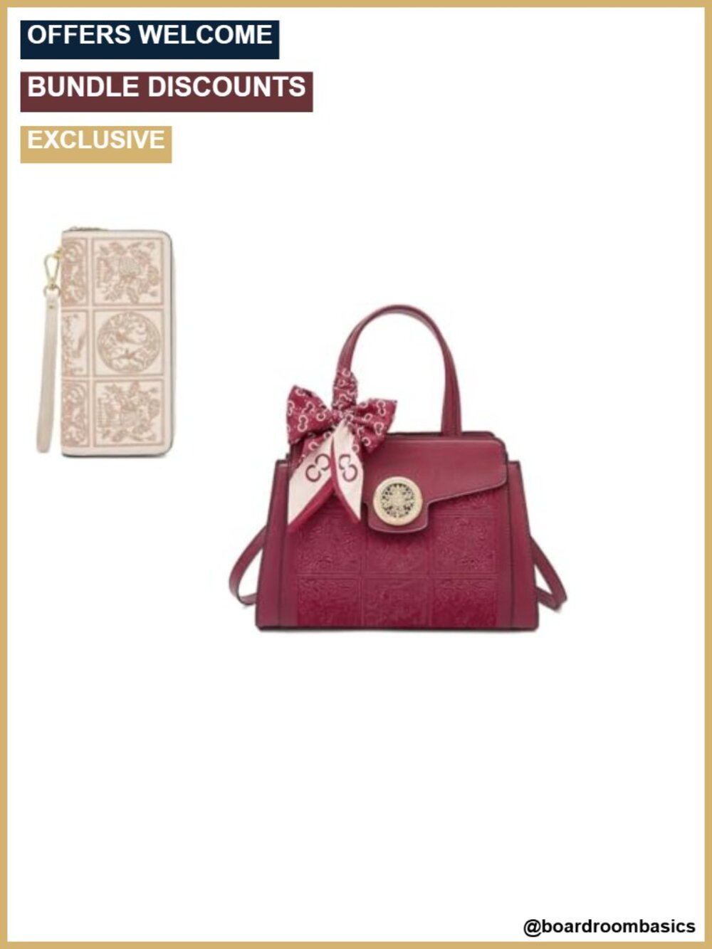 Genuine Leather Crossbody Bag with Matching Wallet Set